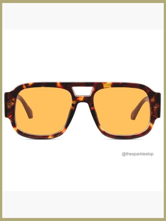 Retro 70s Chunky Double Bridge Square Aviator Sunglasses main image 7